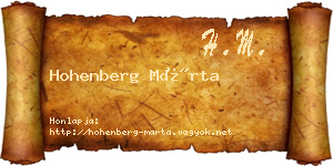 Hohenberg Márta névjegykártya